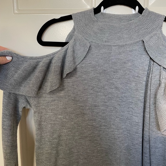 Grey Open Shoulder Sweater - Picture 5 of 5